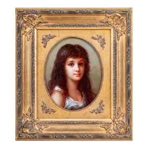 American School Portrait of a Girl Oil on Panel