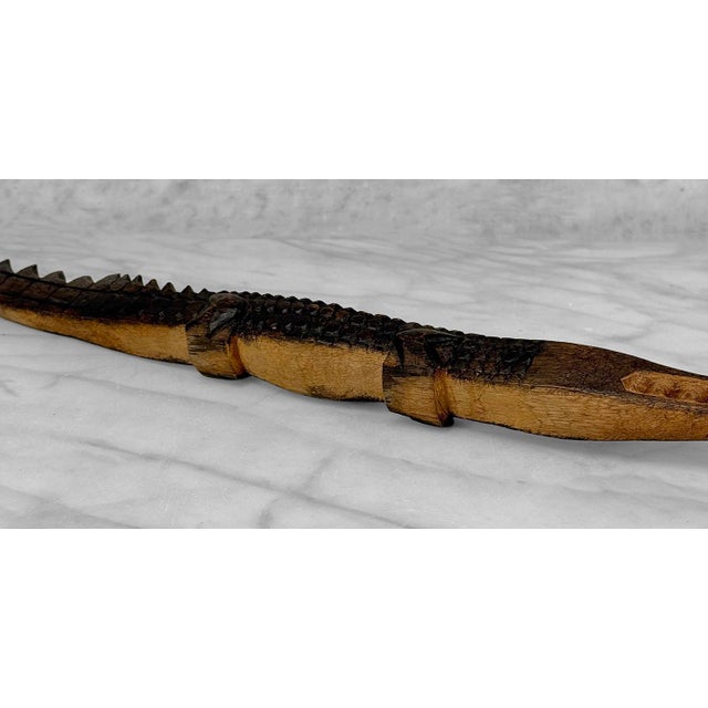 Vintage 23" African Crocodile Wood Carved Sculpture For Sale - Image 10 of 10