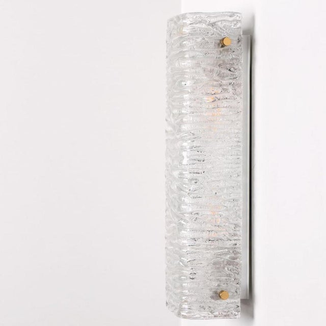 Structured Wave Glass and Brass Wall Light from Kaiser, 1970s For Sale - Image 17 of 18