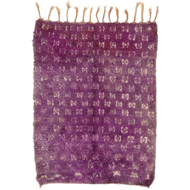 Vintage Purple Boujad Moroccan Rug - 04'07 X 06'00 For Sale - Image 9 of 9