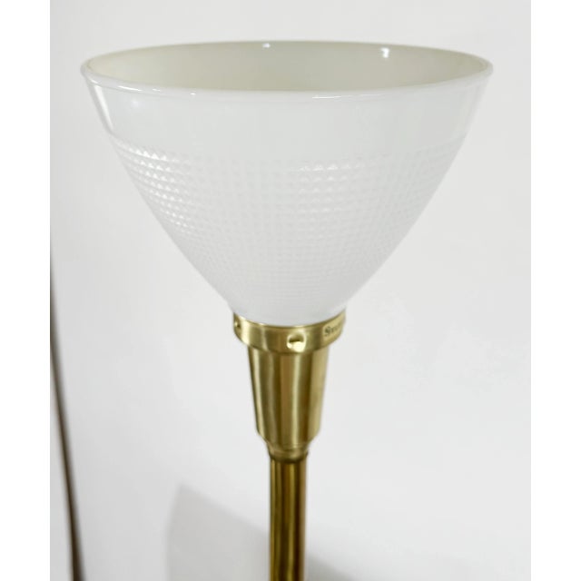 Wood Vintage Stiffel Wood Orb Table Lamp With Milk Glass Shade For Sale - Image 7 of 8