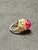 7 Carat Oval Cut Natural Pink Tourmaline Cabochon 14 Karat Yellow Gold Ring For Sale In New York - Image 6 of 18