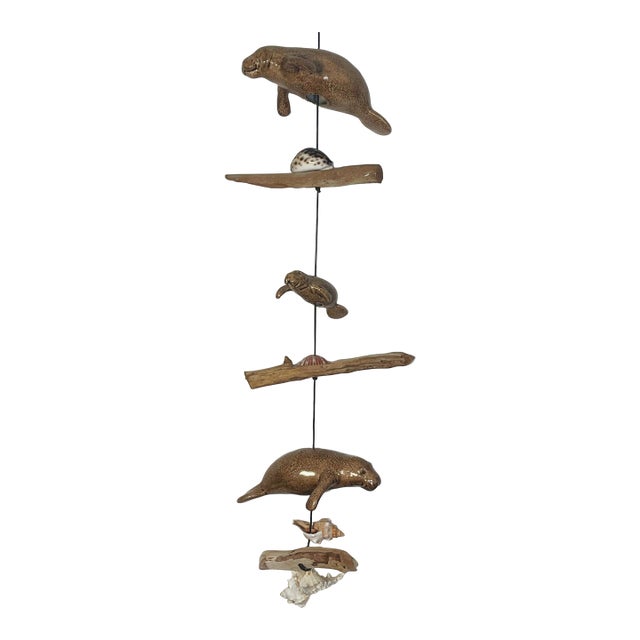 1960s Florida Coastal Sea Shells Manatee Mobile Sculpture For Sale
