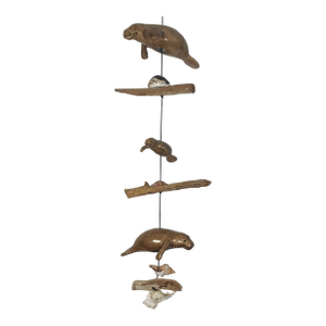 1960s Florida Coastal Sea Shells Manatee Mobile Sculpture