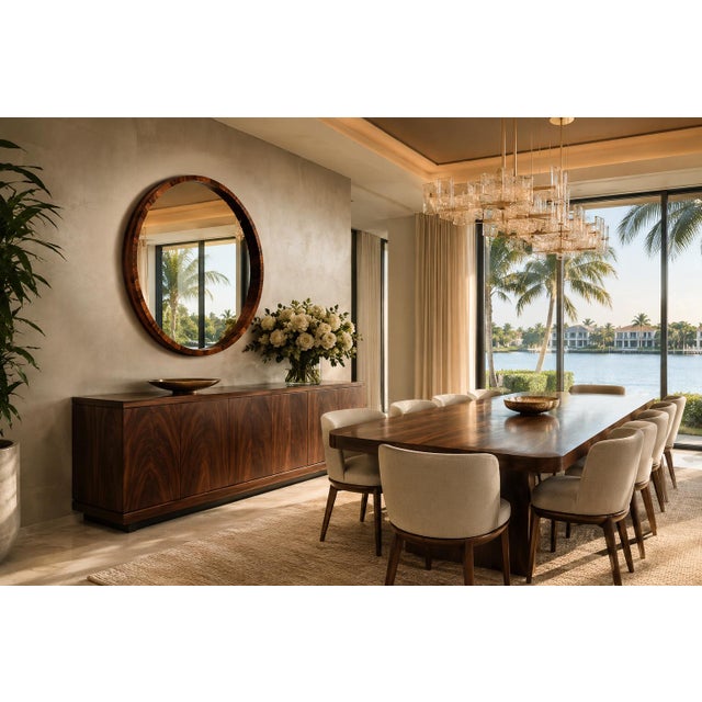 Monumental Brazilian Modern Round Mirror in Rosewood, 1960s For Sale In New York - Image 6 of 15