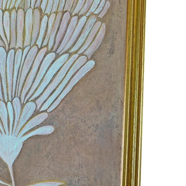 Contemporary Abstract Botanical Acrylic Painting on Canvas, Framed 19" X 23 " Original Modern Organic Art by Tatiana Duperault For Sale - Image 3 of 6