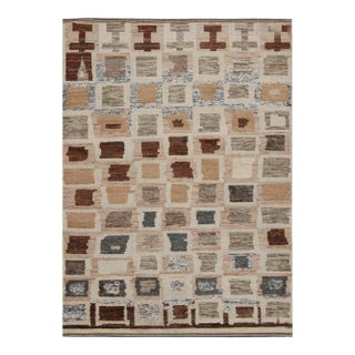 Rug & Kilim’s Geometric Moroccan Style Rug in Beige-Brown and Gray For Sale
