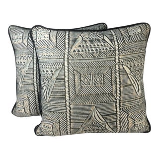 Fortuny "Mayan" Square Pillows - a Pair For Sale