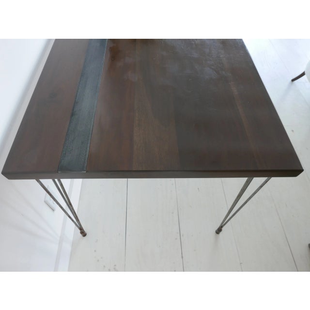 2010s Modern Walnut and Black Stripe Dining Table For Sale - Image 5 of 10