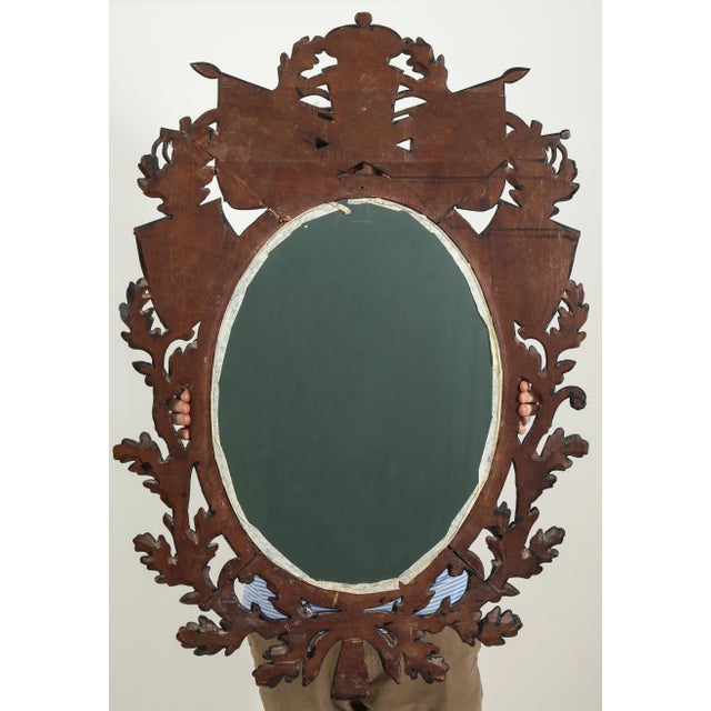 Wood Ebonized Military Trophy Oval Mirror For Sale - Image 7 of 8