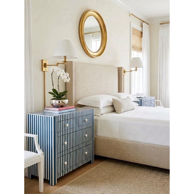 Vintage Moroccan Blue & White Striped Resin Inlay Chest of Drawers For Sale - Image 9 of 10