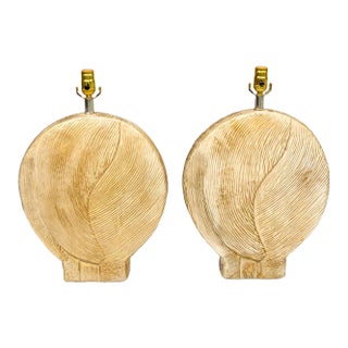 Clam Shell Form Lamps With Gilded Glaze - Pair For Sale