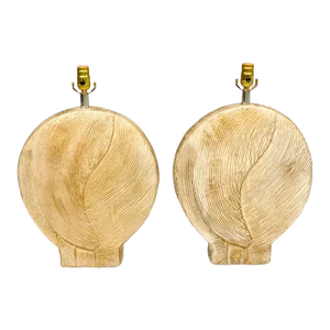 Clam Shell Form Lamps With Gilded Glaze - Pair