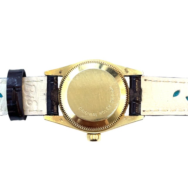 Modern Mid 20th Century Rolex Datejust President Diamond 18k Yellow Gold Watch For Sale - Image 3 of 8