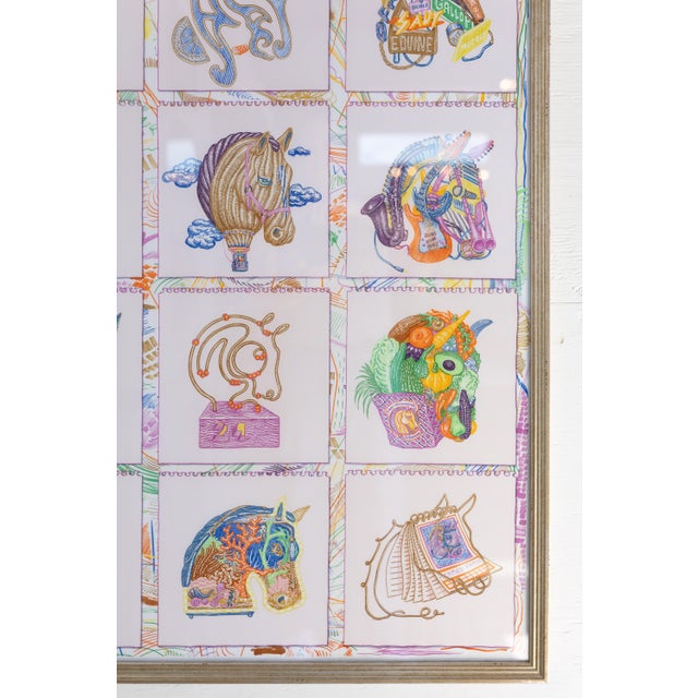Early 21st Century Framed Chevaloscope Hermes Scarf For Sale - Image 5 of 12