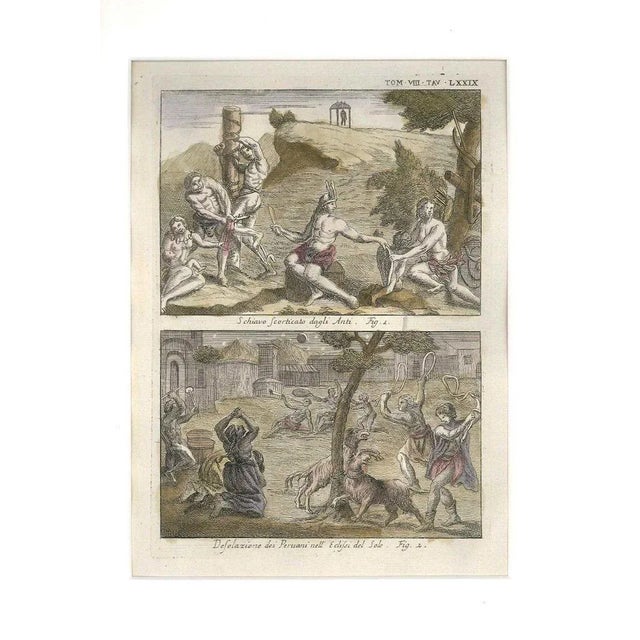 Image dimensions: 25.5 x 18 cm. A Slave flayed by the Enemies, Peruvians desolation during an Eclipse of the Sun is a fine...