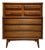 Mid Century Modern Walnut Dresser by United Furniture Co. | Burled Drawers | Refinished Storage 1960's For Sale