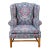 Vintage Wesley Hall Block Leg Chippendale Style Tapestry Wingback Lounge Chair For Sale