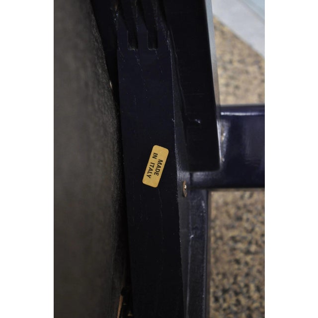 Vintage Italian Hollywood Regency Navy Blue Lacquer Cane Dining Chair - Set of 4 For Sale - Image 14 of 16