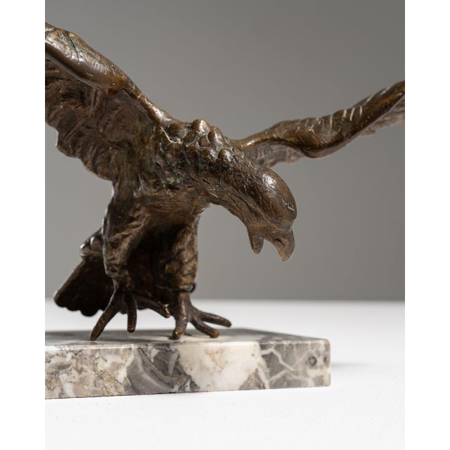 1900 - 1909 1900s French Bronze Eagle Sculpture on Marble Base For Sale - Image 5 of 15