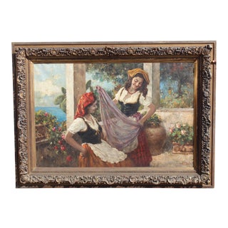 Monumental 6 Foot Wide Italian 19th Century Painting by Luigi Amato For Sale