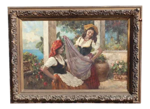 Monumental 6 Foot Wide Italian 19th Century Painting by Luigi Amato