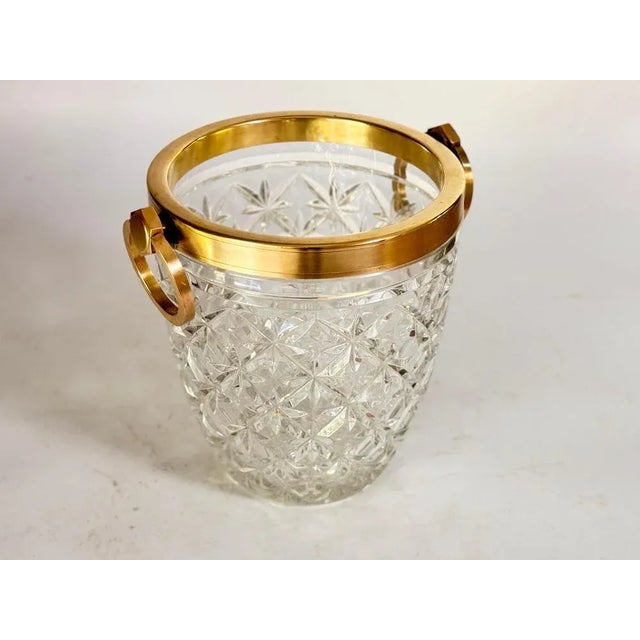 Champagne Bucket in Crystal and Brass, France, 20th Century For Sale - Image 9 of 12