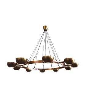 Large Brass Gino Sarfatti Style Chandelier For Sale