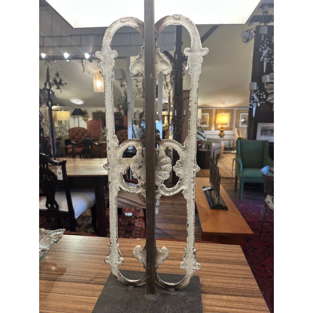 Antique White Architectural Iron Fragment Table Lamps -a Pair For Sale - Image 8 of 10