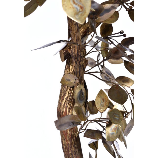 Vintage 1970s Curtis Jere Style Gold Colored Brass Patinated Potted Tree Sculpture For Sale - Image 10 of 12