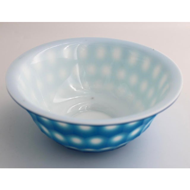 Rare Antique Chinese Peking Glass Bowl Aqua Blue Honeycomb Hexagon, Qing Dynasty For Sale - Image 4 of 8