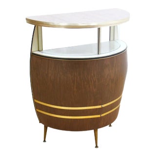 Vintage 1960s Barrel Shaped Dry Bar Liquor Cabinet For Sale