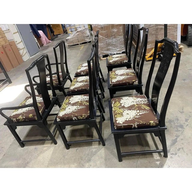 Black Chinoiserie Chin Hua Dining Chairs by Century Furniture- Set of 8 For Sale - Image 8 of 9