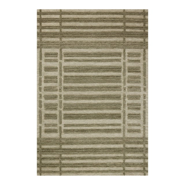 Chris Loves Julia x Loloi Bradley Sage / Olive 7'-9" x 9'-9" Area Rug For Sale