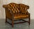 Antique Brown Leather Chesterfield Library Living Room Set, Set of 4 For Sale - Image 3 of 18