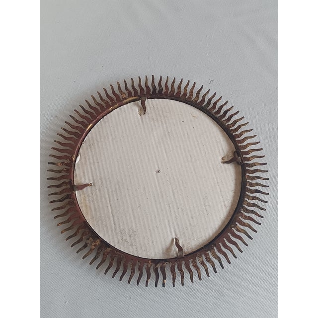 Vintage Spanish Gilt Metal Sunburst Mirror, 1960s For Sale - Image 4 of 5