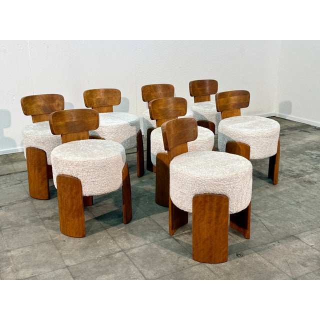 Set of Eight Reupholstered Chairs, Mid-Century Style For Sale - Image 11 of 11