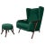 1950s Green Upholstered Wingback Chair with Ottoman by Paolo Alvez For Sale - Image 5 of 12