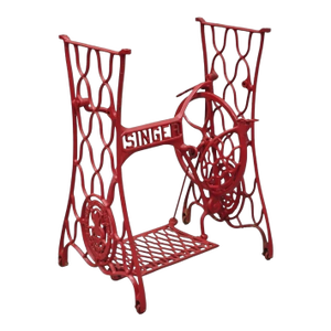 Antique Singer Cast Iron Red Treadle Sewing Machine Table Base
