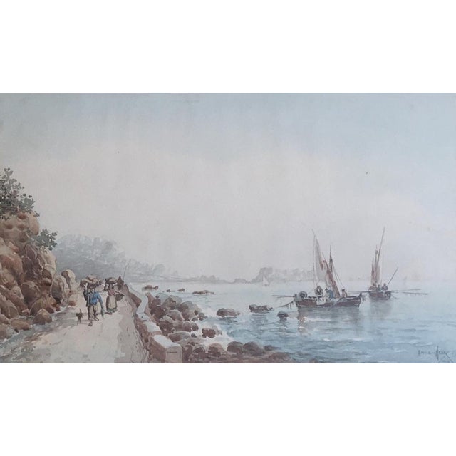 Émile Henry, Back from the Market by the Sea and Fishing Boats, Watercolor on Paper, Framed For Sale - Image 9 of 9