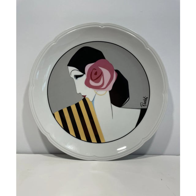 Late 20th Century Late 20th Century White Porcelain Art Deco Dinner or Dessert Plates - Set of 4 For Sale - Image 5 of 8
