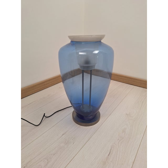 Blue Murano Glass Table Lamp in the style of Umberto Riva Barovier & Toso, 1990s For Sale - Image 10 of 18