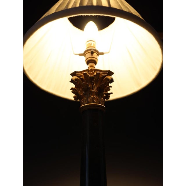 Antique 19th Century French Black Marble Column Table Lamp with Gilt Rococo, 1890 For Sale - Image 6 of 17