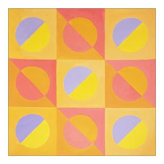 2023, Abstract Geometric Painting in Yellow and Pink of "Primary Geometry Bauhaus Gems" For Sale