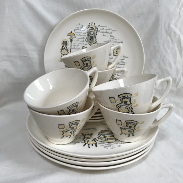 Cream 1950s Marcrest Stetson 'Gay Nineties' Dinnerware - Set of 17 For Sale - Image 8 of 8
