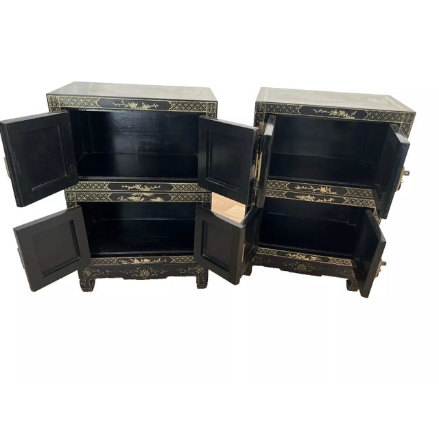 1950s Pair Mid Century Stacking Chinoiserie Bedside Cabinets Nightstands Six Pieces Chinese For Sale In Palm Springs - Image 6 of 12