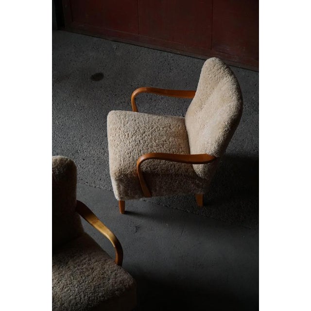 Mid-Century Modern Swedish Lounge Chairs in Birch and Lambswool, 1960s, Set of 2 For Sale - Image 15 of 18