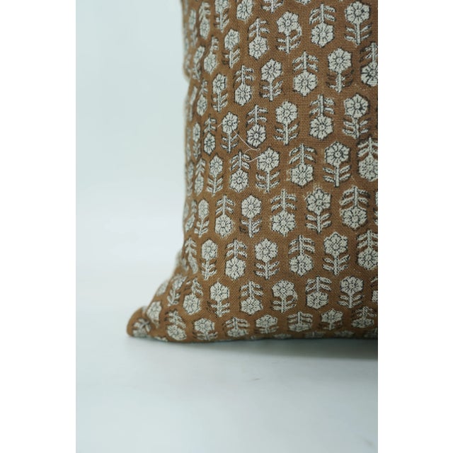 Not Yet Made - Made To Order Tulsi Buti Block Printed Thick Linen Throw Pillow Cover 16x16 Inch For Sale - Image 5 of 5