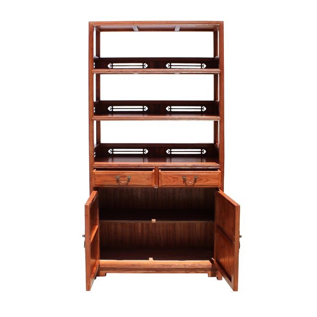 Chinese Huali Rosewood Brown 3 Shelves Bookcase Display Cabine Chairish