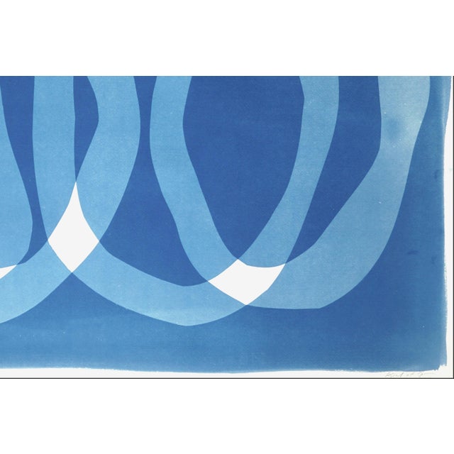 2026, Modern Minimalist Horizontal Diptych of Blue Necklace, Handmade Monotype Cyanotype on Watercolor Paper by Kind of Cyan For Sale - Image 9 of 10